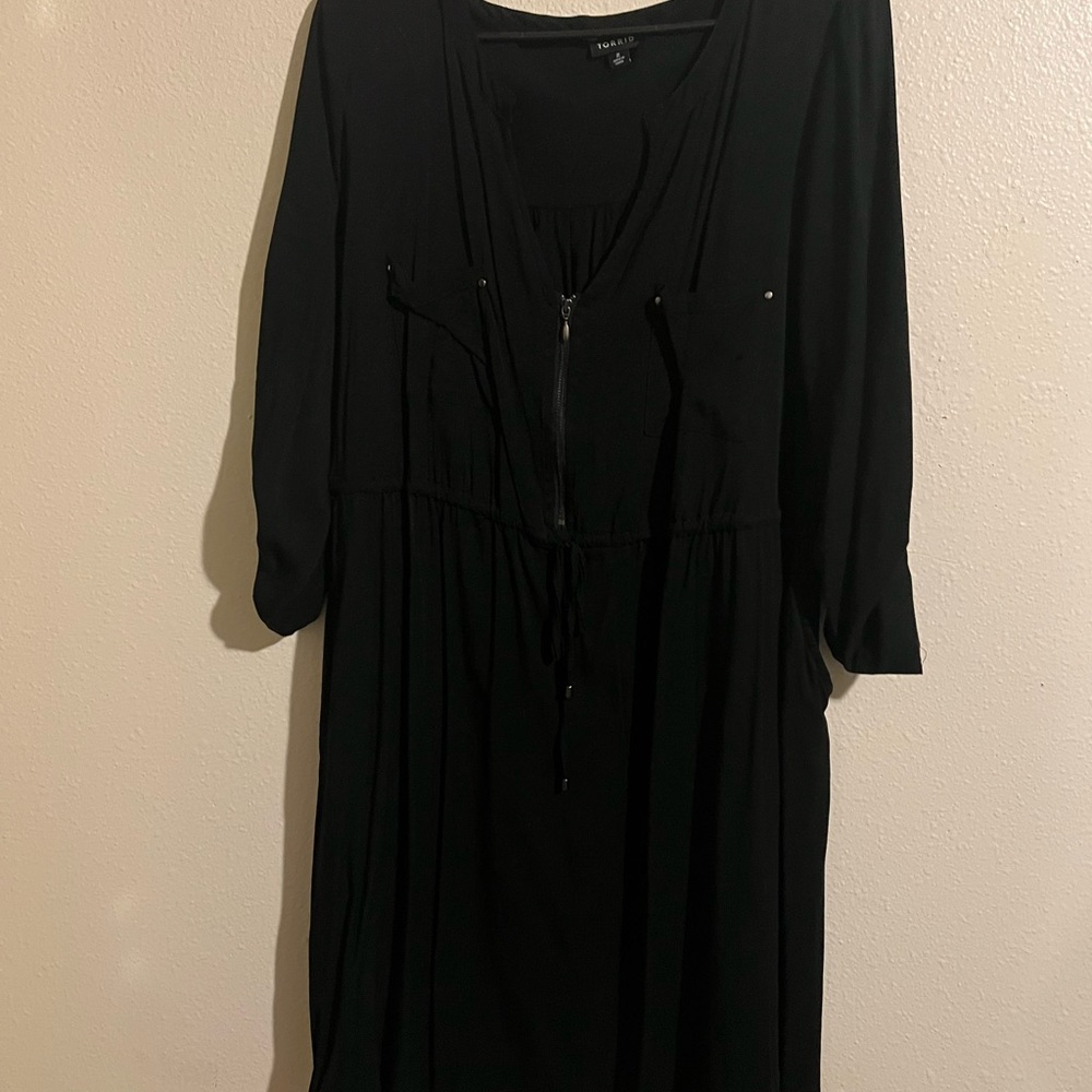 Torrid Black Maxi Dress with Cuffed 3/4 Sleeves